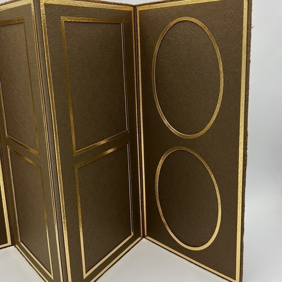 BROWN TRIFOLD CARDBOARD FOLIO PHOTO DISPLAY Brand New - Picture 5 of 8